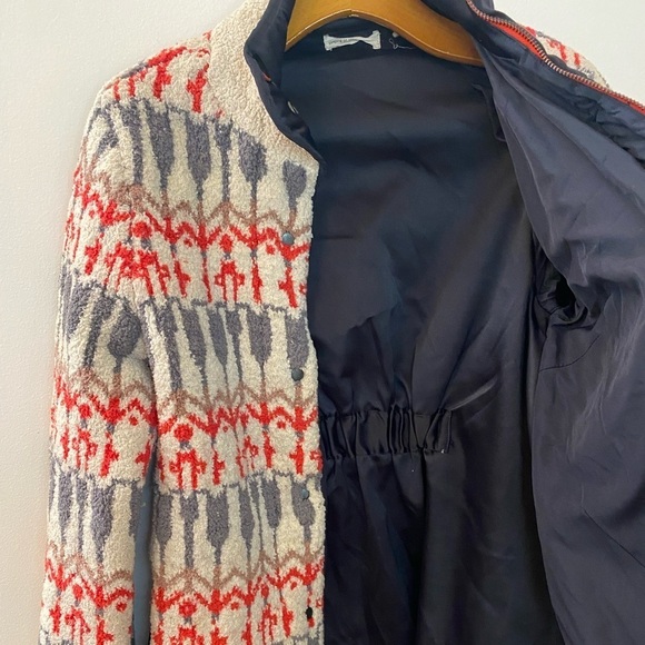 Anthropologie Red and Gray Sleeping on Snow Intarsia Wool Blend Jacket - Picture 9 of 12